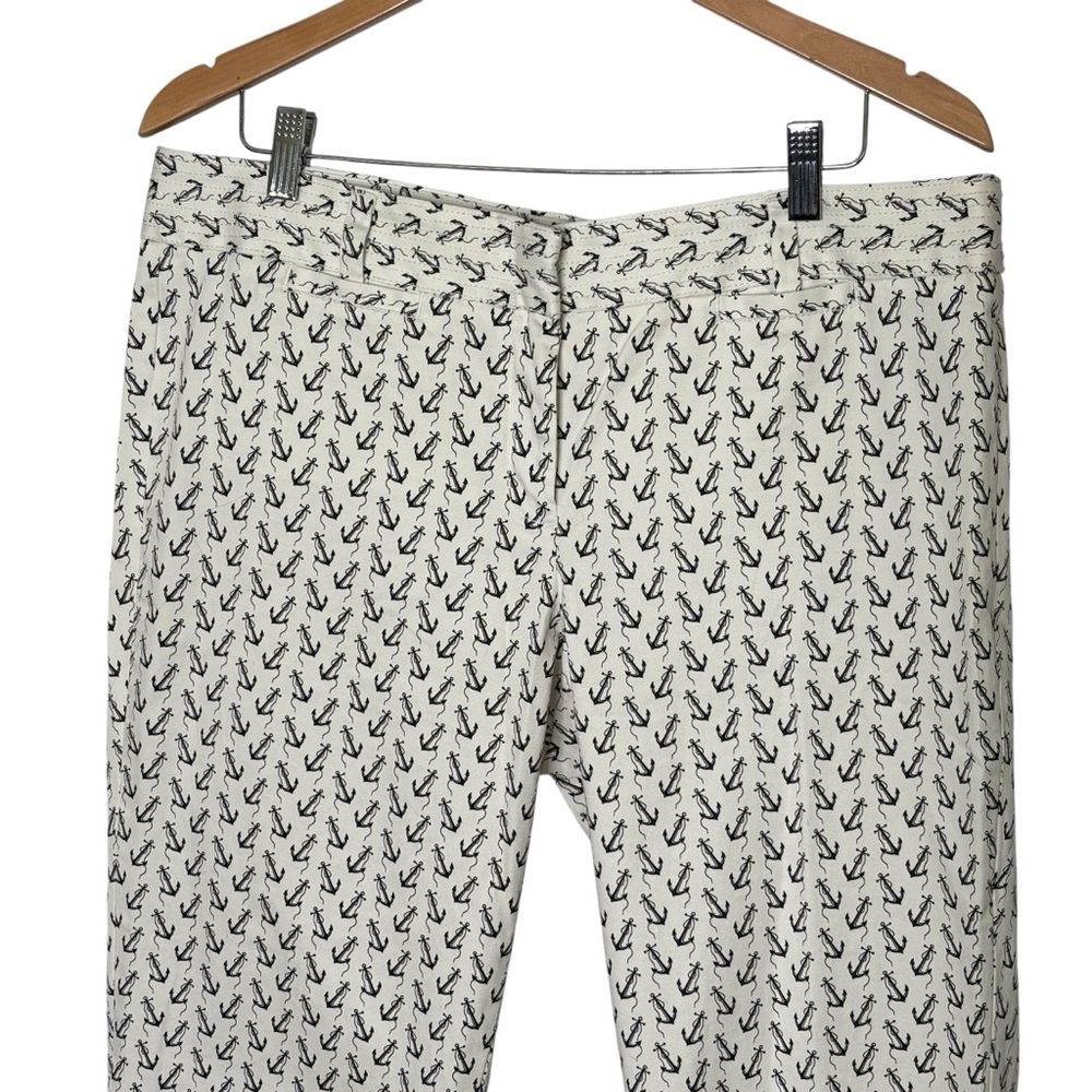 J Crew City Fit Straight Leg Cropped Anchor Printed Pants Size 14 Nautical - Picture 3 of 13